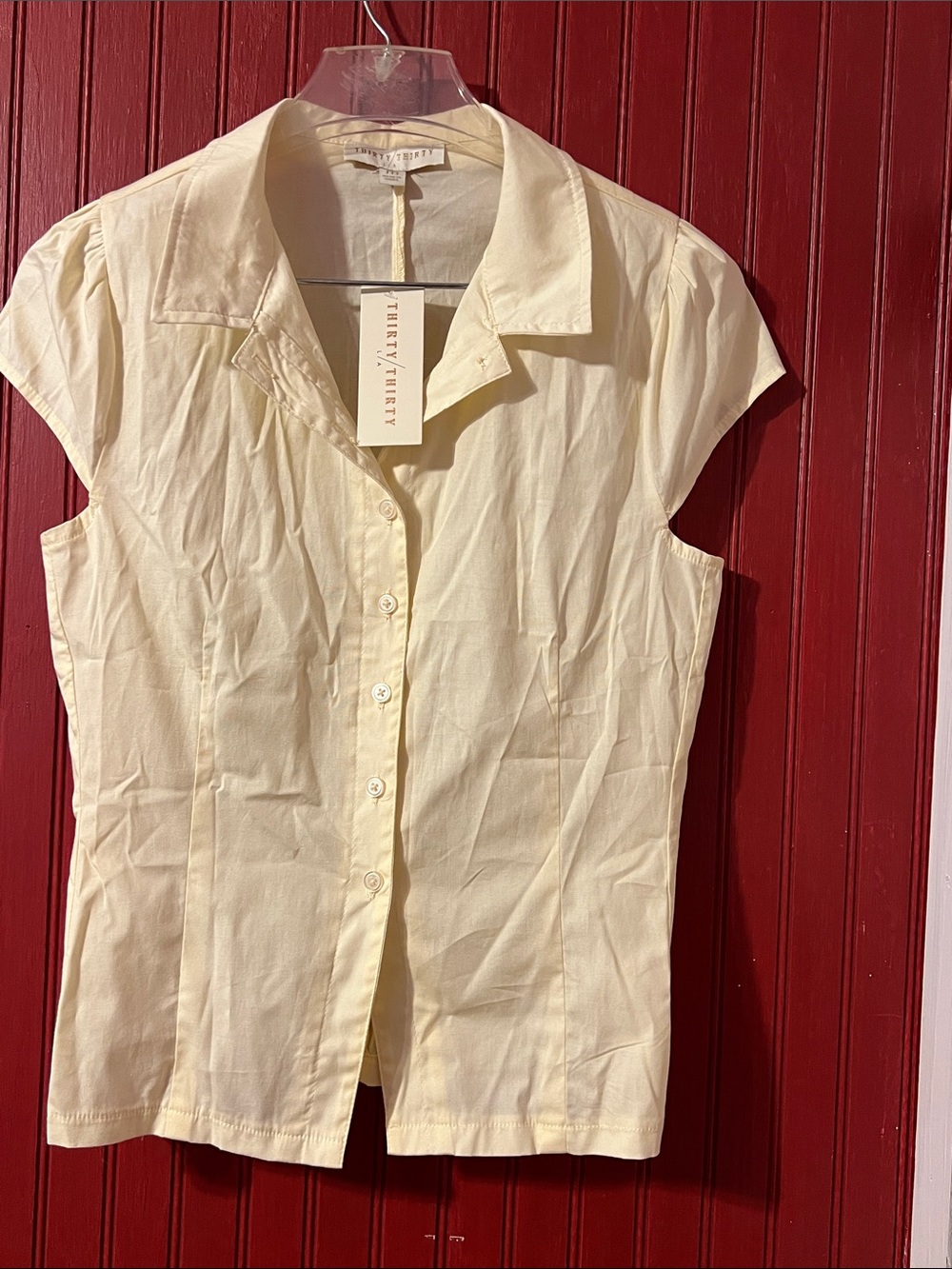 Thirty / Thirty Pale Yellow Cap-Sleeve Button-Front Shirt